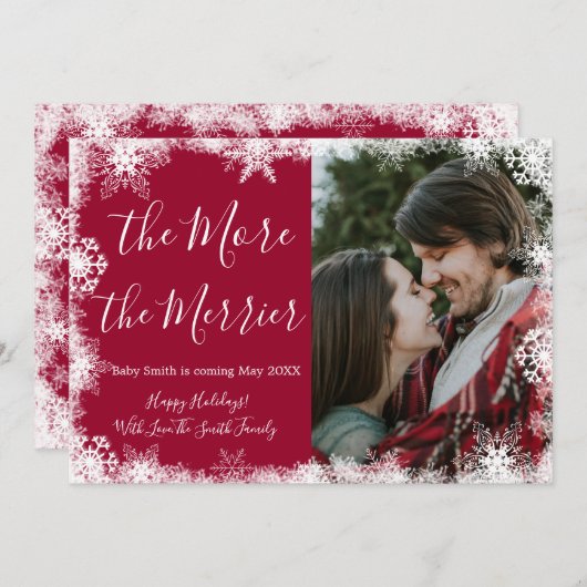 Snowy-fotokerstkaarten Zwangerschap Aankondiging (Voorkant / Achterkant)