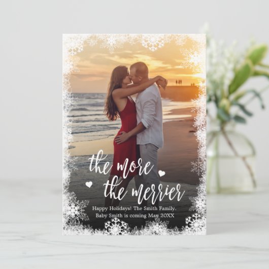 Snowy-fotokerstkaarten Zwangerschap Aankondiging (Staand voorkant)