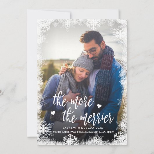 Snowy-fotokerstkaarten Zwangerschap Aankondiging (Voorkant)