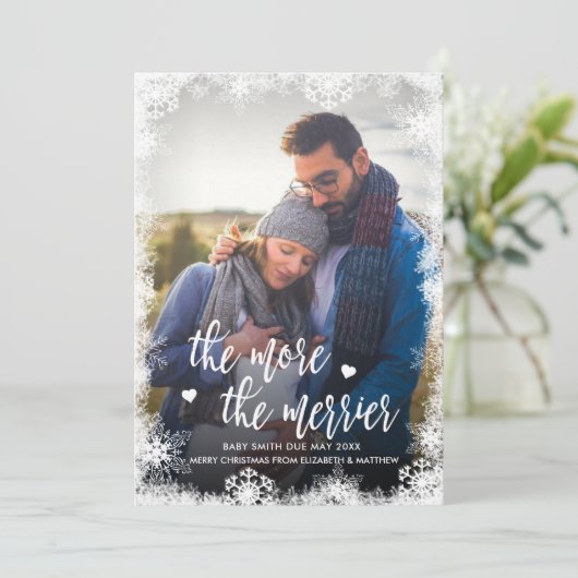Snowy-fotokerstkaarten Zwangerschap Aankondiging (Staand voorkant)