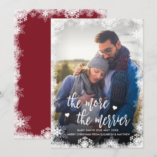 Snowy-fotokerstkaarten Zwangerschap Aankondiging (Voorkant / Achterkant)