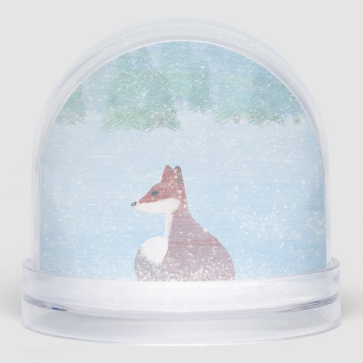 Snowy Fox Winter Wonderland Snow Globe Sneeuwbol (Voorkant)