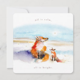Snowy Foxes Flat Holiday Card Feestdagenkaart
