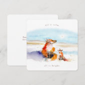 Snowy Foxes Flat Holiday Card Feestdagenkaart (Voorkant / Achterkant)
