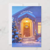 Snowy Front Door Holiday Bewegende Aankondiging (Voorkant)