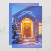 Snowy Front Door Holiday Bewegende Aankondiging (Voorkant / Achterkant)