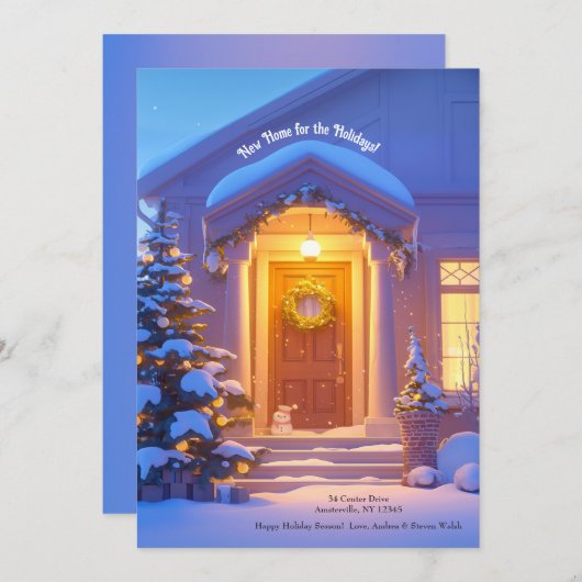 Snowy Front Door Holiday Bewegende Aankondiging (Voorkant / Achterkant)