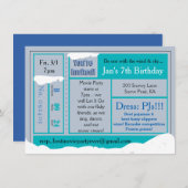 Snowy Frozen Verjaardagsfilm Tix Uitnodiging (Voorkant / Achterkant)