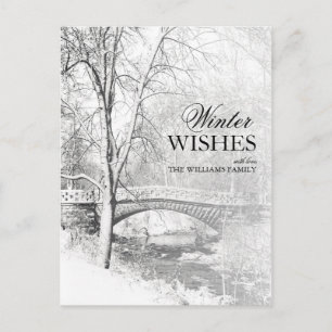 Snowy Garfield Park in zwart-wit Briefkaart