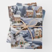 Snowy Gingerbread Village Christmas Inpakpapier Vel (In situ)