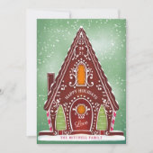 Snowy Gingerbrood House Green Non-Photo Feestdagenkaart (Voorkant)