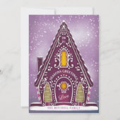 Snowy Gingerbrood House Paars Non-Photo Feestdagenkaart (Voorkant)