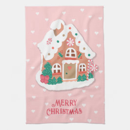 Snowy Gingerbrood House Theedoek