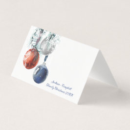 Snowy Glass Ornaments Guest Seat Place Card Visitekaartje