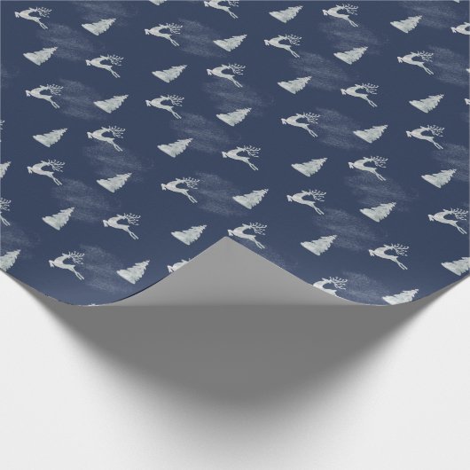 Snowy Glitter Deer & Tree Winter Solstice Cadeaupapier (Hoek)