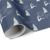 Snowy Glitter Deer & Tree Winter Solstice Cadeaupapier (Rol Hoek)