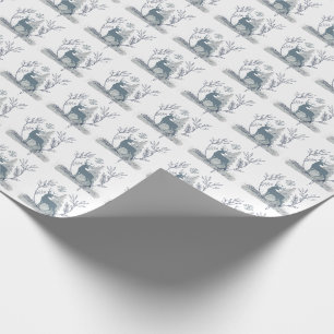 Snowy Glitter Deer Winter Solstice Gift Cadeaupapier