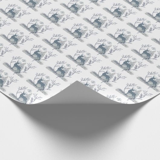 Snowy Glitter Deer Winter Solstice Gift Cadeaupapier (Hoek)