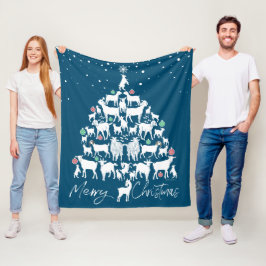 Snowy Goat Kerstboom Vrolijk Kerstfeest Fleece Deken