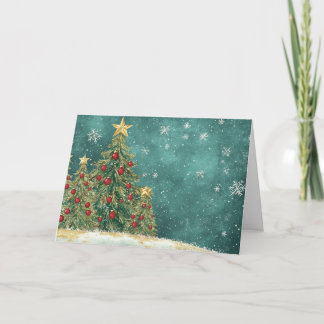 Snowy Gold Foil Kerstboom Ontwerp Kaart