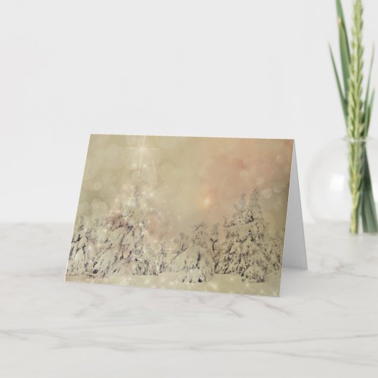 Snowy Gold Forest Kerstmis Feestdagen Kaart (Voorkant)