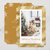 Snowy Gold Fotobehang Vrolijk Kerstfeest Feestdagenkaart (Voorkant / Achterkant)