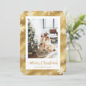 Snowy Gold Fotobehang Vrolijk Kerstfeest Feestdagenkaart (Staand voorkant)