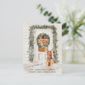 Snowy  Golden Retriever Holiday Waterverf Briefkaart (Staand voorkant)