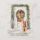 Snowy  Golden Retriever Holiday Waterverf Briefkaart (Voorkant)