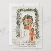 Snowy Golden Retriever Holiday Waterverf Feestdagenkaart (Voorkant)