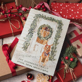 Snowy  Golden Retriever Holiday Waterverf Feestdagenkaart