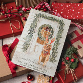 Snowy Golden Retriever Holiday Waterverf Feestdagenkaart