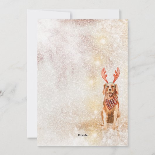 Snowy  Golden Retriever Holiday Waterverf Feestdagenkaart (Achterkant)