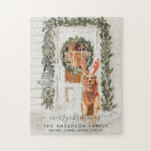 Snowy Golden Retriever Holiday Waterverf Legpuzzel (Verticaal)