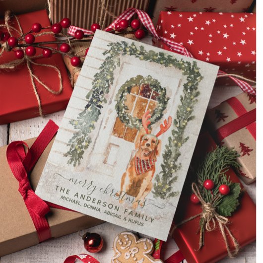 Snowy Golden Retriever Holiday Waterverf Legpuzzel