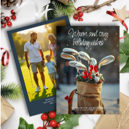 Snowy Golf Winter Seizoen Wens · Familiefoto Marin Feestdagenkaart