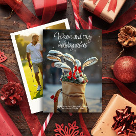 Snowy Golf Winter Seizoen Wensen · Familiefoto Feestdagenkaart