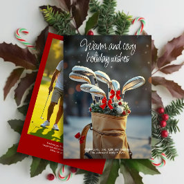 Snowy Golf Winter Seizoen Wensen · Familiefoto Roo Feestdagenkaart