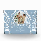 Snowy Gothic Winter Sprookje Kerstfoto Blauw Fotoblokken (Voorkant)