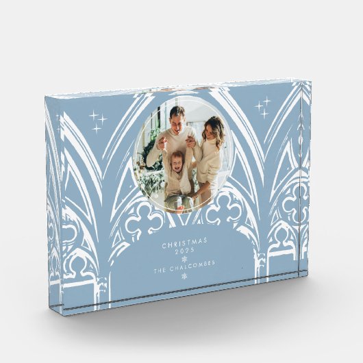 Snowy Gothic Winter Sprookje Kerstfoto Blauw Fotoblokken (Links)