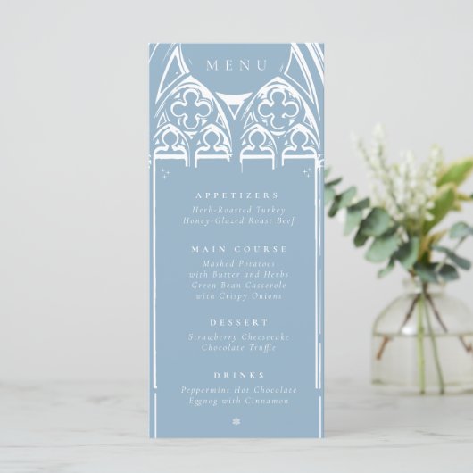 Snowy Gothic Winter Sprookjesblauw Menu (Staand voorkant)