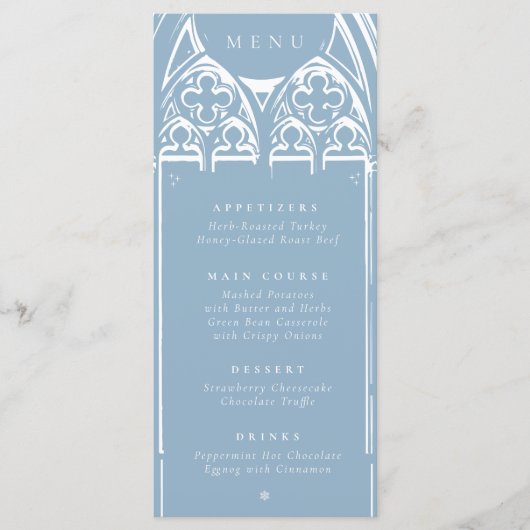 Snowy Gothic Winter Sprookjesblauw Menu (Voorkant)