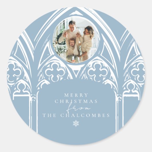 Snowy Gothic Winter Sprookjeskerstfeest Ronde Sticker (Voorkant)