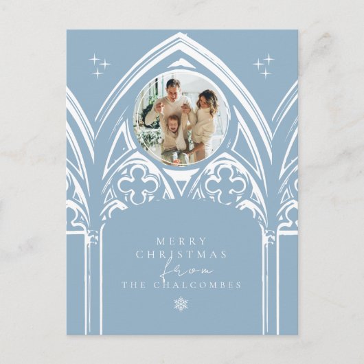 Snowy Gothic Winter Sprookjeskerstfoto Feestdagenkaart (Voorkant)