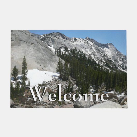 Snowy Granite Domes Panorama in Yosemite Deurmat (Voorkant)