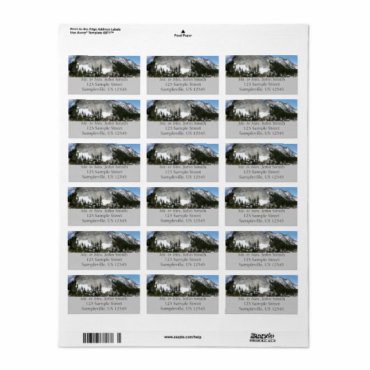 Snowy Granite Domes Panorama in Yosemite Etiket (Full Sheet)