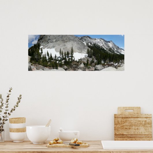 Snowy Granite Domes Panorama in Yosemite Poster (Keuken)
