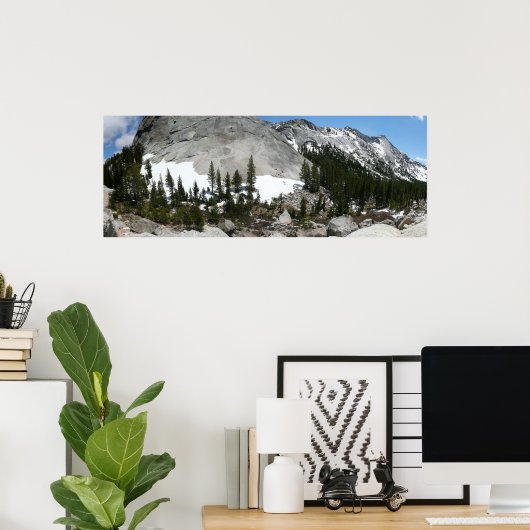 Snowy Granite Domes Panorama in Yosemite Poster (Thuiskantoor)