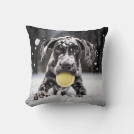 🐕 Snowy Great Dane puppy met🎾 tennisballen Kussen