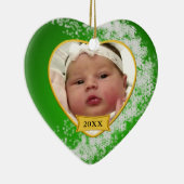 Snowy Green Baby's eerste kerstcadeautje Keramisch Ornament (Rechts)